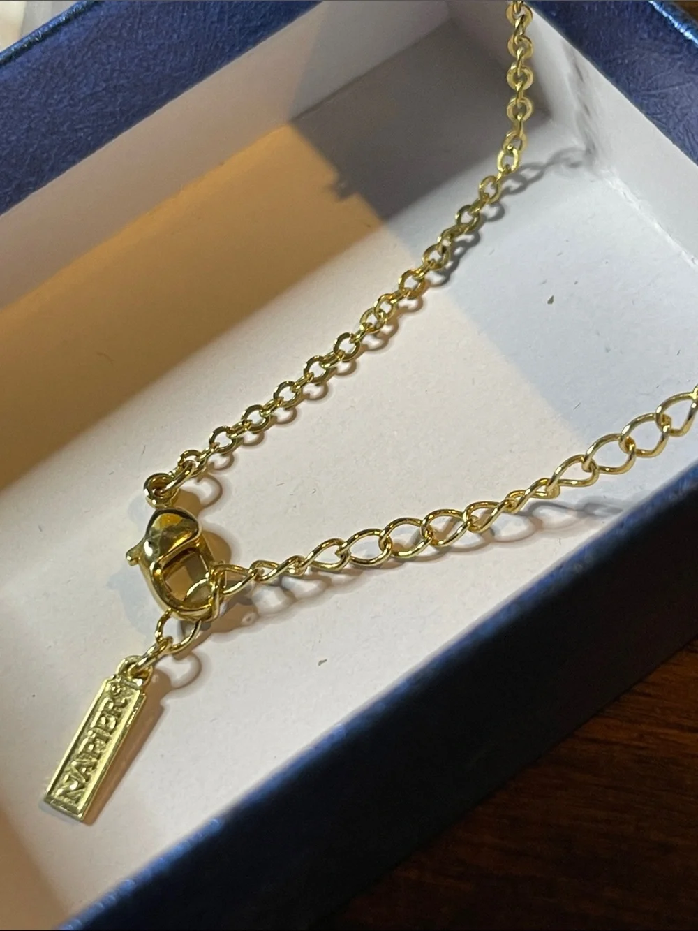 Napier Cream Enamel Long Square Gold Tone Pendant Necklace